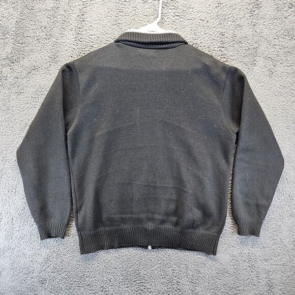 YeoKou Sweater Jacket Men Large Black Cashmere‎ Wool Knit Full Zip Fleece Lined - Picture 8 of 9
